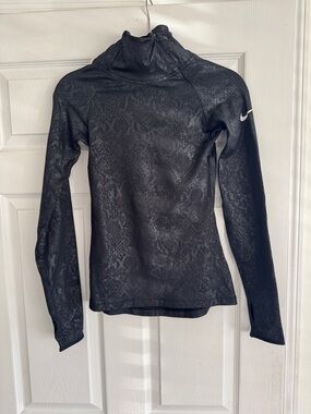 Nike Insulated Black Snake-Print Hooded Long Sleeve Top